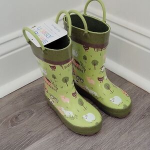 Stephen Joseph Kids Waterproof Rain Boots Farm Animals Size 7 NIB